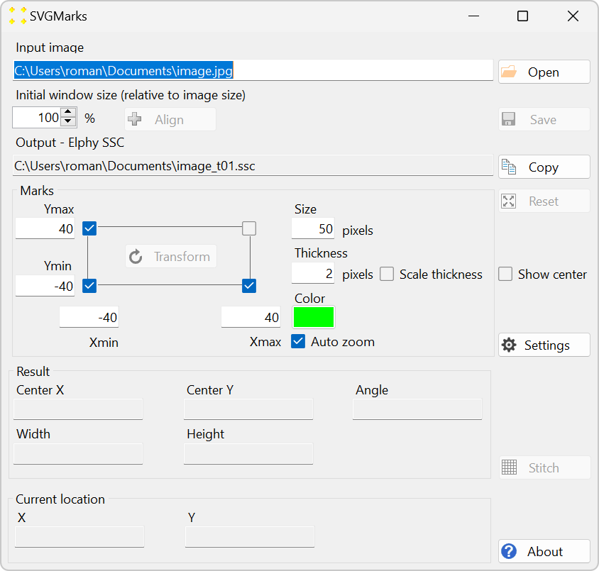 SVGMarks main window